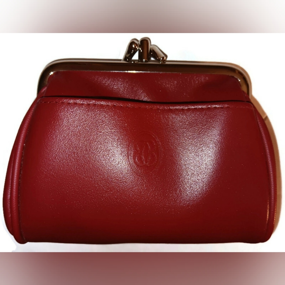 Buxton Women's LEATHER Triple Frame Coin Purse Wallet,RED